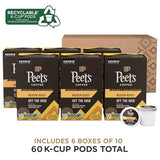 Peet's Coffee, Medium Roast K-Cup Coffee Pods for Keurig Coffee Machines - Off The Grid, 60 Count (6 Boxes of 10 K-Cup Pods)