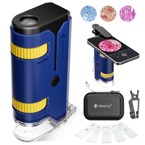 100x-250x Mini Pocket Microscope for Kids Adults, Protable Handheld Microscope, Miniscope Portable for Kids Adults Science Lab Education, Blue