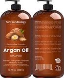 New York Biology Moroccan Argan Oil Shampoo and Conditioner Set - Moisturizing and Volumizing for All Hair Types and Color Treated Hair - with Keratin - 16.9 Fl Oz