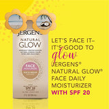 Jergens Natural Glow Gradual Glow, Daily Moisturizer +Firming and Face Moisturizer with SPF 20, Fair to Medium