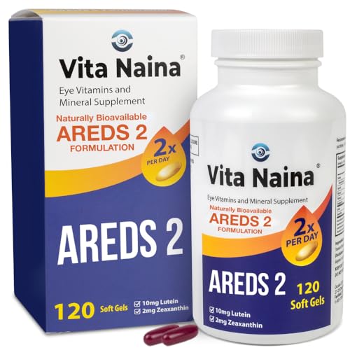 Vita Naina (120 SoftGels) | AREDS2 Eye Vitamins and Mineral Supplement (Zeaxanthin 2mg) | High Bioavailability and Bio-Absorption Formula | Easy on Your Digestive System | Easy to Swallow