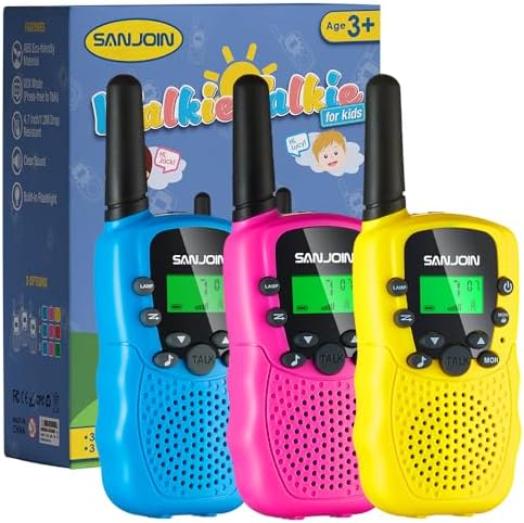Walkie Talkies for Kids Toys for Boys Girls 4-6, 3 Miles Range Walkie Talkie to Camping, Outdoor 4 Year Old Girl Birthday Gifts for 3 4 5 6 7 Year Old Boy Girl Gifts Age 6-8 (Blue&Pink&Yellow, 3 Pack)