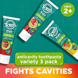 Tom’s of Maine Anticavity Kids Natural Toothpaste Variety Pack, Strawberry, Orange Mango, Watermelon Flavors, Kids Toothpaste with Fluoride, Safe for Ages 2 and Up, 5.1 oz (Pack of 3)