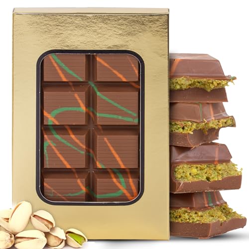 Dubai Chocolate Pistachio Bar with Crispy Kataifi – 7.05oz | Luxurious Knafeh Dessert with Pistachio Cream | Viral Dubai Kunafa Pistachio Chocolate | Gourment Luxurious Dessert Gift