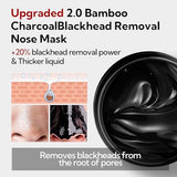 LANBENA Upgraded 2.0 Bamboo Charcoal Blackhead Remover Mask, 60 pcs Nose Strips, Peel off Face Mask Pore Whiteheads Cleanser Strawberry Nose Purifying, Deep Cleansing for All Skin Types, 30g/1.05oz