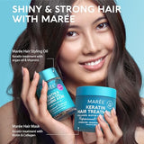 MAREE Deep Hair Mask & Conditioner - Hydrating & Deep Conditioning Hair Mask with Coconut Oil & Keratin for Fine, Curly & Frizzy Hair - Biotin & Collagen Moisturizing Conditioner for Dry Bleached Hair