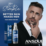 ANSDUR Face Cream for Men: Mens Face Moisturizer, Eye bags Treatment for Men, Anti Aging Face Cream - 6 in 1, After Shave Lotion for Men, Advanced Formula 1.7oz