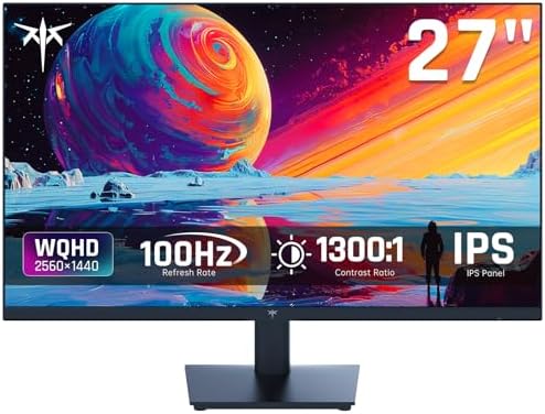 KTC 27 Inch QHD(2560 * 1440) 100Hz Computer Monitor - IPS Panel, Anti-Blue Light Screen, 100% High Color Gamut, 123% sRGB, Support FreeSync and GSync, PC Monitor for Casual Gaming and Working