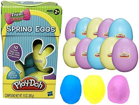 Easter Egg Hunt Filled Plastic Eggs- 10 Pack of 1 Oz Colorful Kids Doh- Play & Mold to Fun Dough Shapes -Candy Alternative for Bunny Basket Stuffers, Pinata Toys, Kids Party Favors- Non-Toxic, Ages 2+