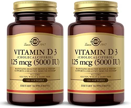 Solgar Vitamin D3 (Cholecalciferol) 10 mcg (400 IU) - 100 Softgels, Pack of 2 - Helps Maintain Healthy Bones & Teeth - Immune System Support - Non-GMO, Gluten Free, Dairy Free - 200 Total Servings