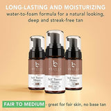 Beauty by Earth Self Tanner Mousse - Fair to Medium Gradual Self Tanner Foam, Sunless Tanner, Natural Self Tanner Mousse, Self Tanning Mousse Light, Vegan Tanning Mousse