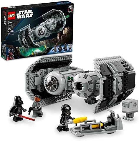 LEGO Star Wars TIE Bomber Model Building Kit, Star Wars Toy Starfighter with Gonk Droid Figure, Darth Vader Minifigure and Lightsaber, Collectible Star Wars Gift for 9 Year Olds, 75347