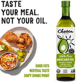 Chosen Foods 100% Pure Avocado Oil, Keto and Paleo Diet Friendly, Kosher Oil for Baking, High-Heat Cooking, Frying, Homemade Sauces, Dressings and Marinades (1 liter, 2 Pack)