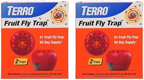 TERRO Fruit Fly Traps for Indoors (4 Pack) + 180 Days of Lure Supply