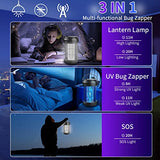 Solar Bug Zapper Outdoor Waterproof, Cordless Mosquito Zapper with 3600mAh Rechargeable Battery for Home, Backyard, Camping, Kitchen, 3 in 1 Electric Fly Zapper for Mosquitoes Gnats Flies Moths(2pc)