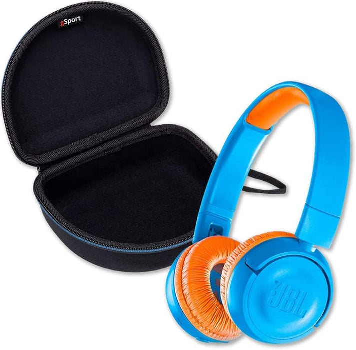 JBL JR 300BT Kids On Ear Wireless Headphone Bundle with gSport Case (Blue)