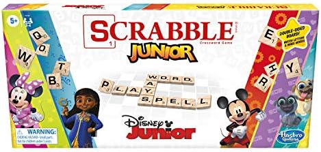 Hasbro Gaming Scrabble Junior: Disney Junior Edition Board Game for Kids | Double -Sided Game Board | Matching Word Game | Back to School Gifts | Ages 5+ (Amazon Exclusive)