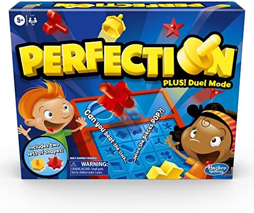 Hasbro Gaming Perfection Plus 2-Player Duel Mode Popping Shapes and Pieces Ages 5 and Up (Amazon Exclusive)