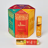 Dukhni Sandal Attar Oil Set Arabian sandalwood perfume oils | 6 assorted scents x 6ml | Authentic,Alcohol free, Vegan, Sandalia Collection Set for Gifting with Rose & Jasmine