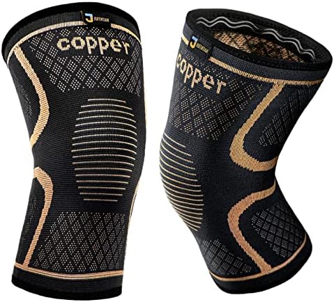Copper Knee Braces for Men and Women (2 pack) -Copper Compression Knee Sleeve Knee Supports for Knee Pain, Arthritis, Sports and Recovery Support (Small)
