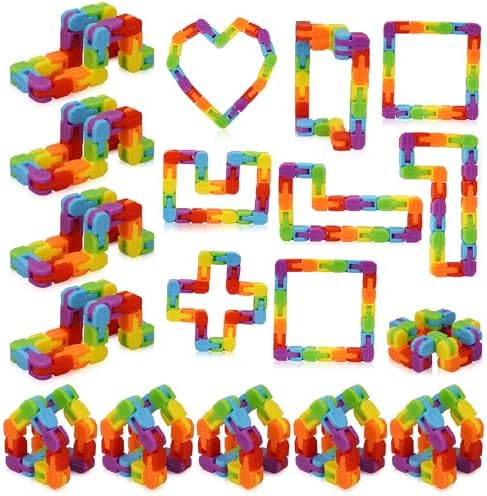 Ganowo 24 Pack Fidget Toy Wacky Tracks Snap and Click Fidgets Sensory Toys Party Favors ,Classroom Reward,School,Valentines Gifts for Adults ,Kids,Teens ,Students