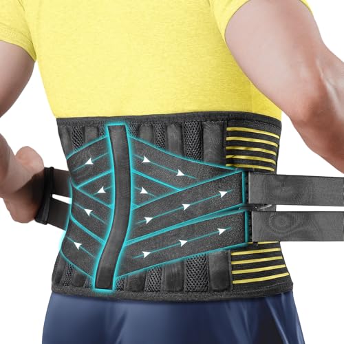 Plus Size 4XL/5XL Back Brace with 7 Bionic Metal Stays - Strong Support More Effectively Relieve, Herniated Disc, Sciatica, Scoliosis and Lower Back Pain - Work Back Support Belt for Men, Women