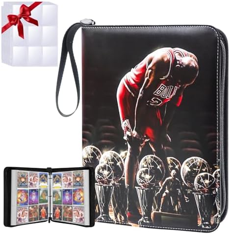 Basketball Card Binder,9 Pocket with 60 Sleeves up to 1080 Cards,Portable Waterproof Card Storage Bag with Removable Clear Sleeves,Compatible with Basketball Cards 2024-2025