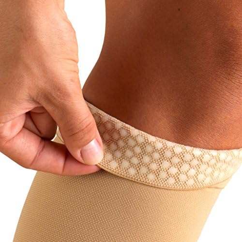 Truform Women's Compression Stockings, 20-30 mmHg, Thigh High Length, Open Toe, Opaque, Beige, X-Large