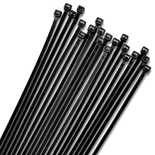 Bolt Dropper 15" Long Zip Cable Ties - 100 Pack - Heavy Duty UV Resistant Nylon Cable Ties with 120lbs Tensile Strength - Self-Locking Cable Ties for Indoor and Outdoor Use, Weatherproof - Black
