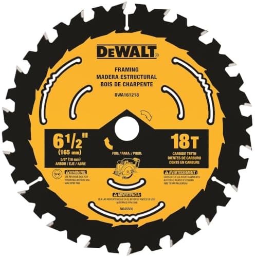 DEWALT Circular Saw Blade, 6 1/2 Inch, 18 Tooth, Framing (DWA161218)