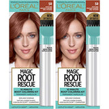 L'Oreal Paris Magic Root Rescue 10 Minute Root Hair Coloring Kit, Permanent Hair Color with Quick Precision Applicator, 100% Gray Coverage, 5R Medium Auburn Red, 2 count