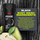 AXE Body Wash Black 4 Count 12h Refreshing Scent Cleanser Frozen Pear & Cedarwood Men's Body Wash with 100% Plant-Based Moisturizers 16 oz