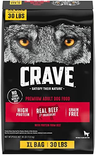 CRAVE Grain Free High Protein Adult Dry Dog Food, Beef, 30 lb. Bag