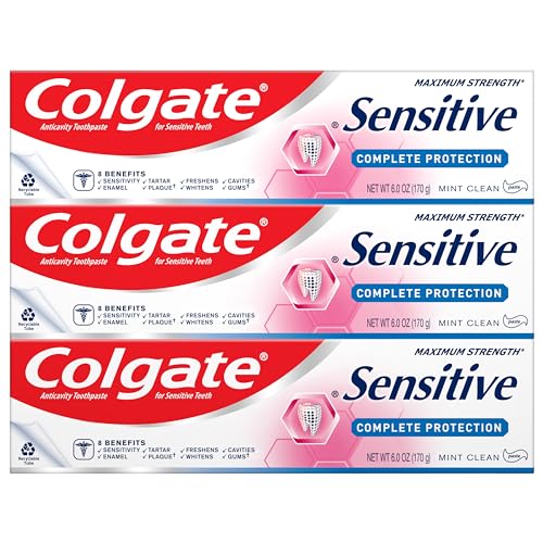 COLGATE Sensitive Toothpaste, Complete Protection, Mint - 6 Ounce (Pack of 3)