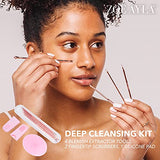 Zoe Ayla Deep Cleansing Kit 7 Pcs - Includes 2 Fingertip Scrubbers, 4 Blackhead Extractor Tools, 1 Silicone Cleanser - Gently Exfoliates Skin - Safely Removes Blackheads