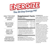 Energize Caffeine Pills, Fast Acting All Day Energy Pills & Natural Nootropics Support Supplement with Time Release Caffeine, Energy Support for Men and Women, No Jitters, No Crash (84 Tablets)