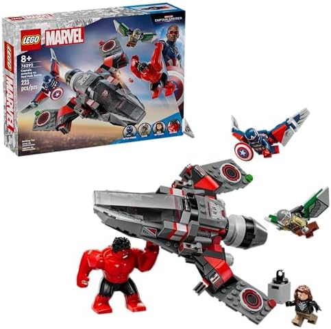 LEGO Marvel Captain America vs. Red Hulk Battle Building Set - Avengers Toy for Kids - Birthday Gift for Boys and Girls Ages 7+ - Includes Hulk Action Figure and Super Hero Minifigures - 76292