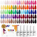 Vishine Gel Nail Polish Set - 45 Color Gel Nail Polish with Base Top Coat Lasting Nail Gel Polish Soak Off UV LED Gel Polish Manicure Kit 48Pcs 8ml