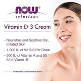 NOW Solutions, Vitamin D-3 Cream 1,000 IU Per Gram, High-Potency, Intense Moisture, 4-Ounce