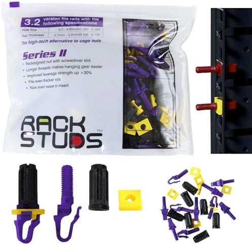 P100 Rack Mount II - Rack Screws for Server Rack Rails 19" Square Punched Vertical Rails, Perfect Cage Nut Replacement, Rack Nuts, Rack Studs Rack Mount Screws - Purple 3.2mm/0.126" 100-Pack