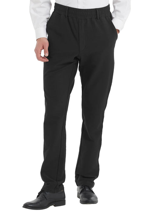 LETAOTAO Mens Elastic Waist Slack Pants for Seniors Adaptive Mens Pants for Elderly with Zipper Fly (Black,36W x 30L)