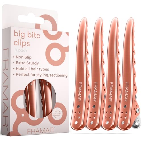 Framar Rose Gold Hair Clips - Professional Hair Clips For Styling, Metal Hair Clips For Women Styling, Womens Hair Clips Styling, Pink Hair Clips Metal, Metal Clips For Hair, Styling Hair Clips 4 Pack