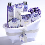 Bath and Body Gift Set - Lavender Gifts for Women, Body & Earth Bath & Shower Sets, 8 Pcs Lavender Honey Gift Sets with Bubble Bath, Lotion Set, Soap, Spa Kit for Women, Mothers Day Gifts for Mom