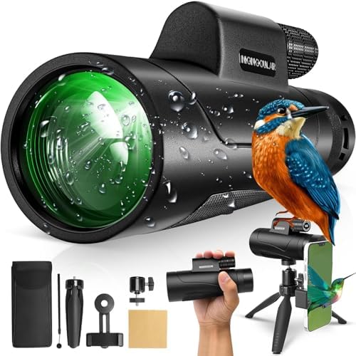 2025 Update - 80x100 Monocular Telescope High Powered for Smartphone High Definition Monoculars for Adults with Adapter/Tripod for Bird Watching Hiking Hunting Camping Traveling Outdoor Wildlife