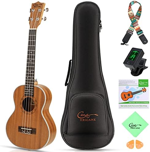 Hricane Concert Ukulele 23 inch UKS-2, 4 Strings Ukeleles For Beginners, Sapele Hawaiian Ukele with Ukulele Case and Ukele String Set
