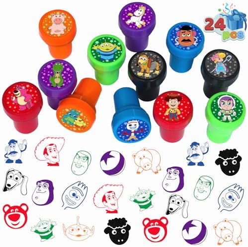 24 Pcs Toy Inspired Story Themed Stampers, Toy Inspired Story Birthday Party Supplies, Goody Bag Treat Bag Stuff for Toy Inspired Story Birthday Party Gifts