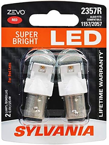 SYLVANIA - 2357 ZEVO LED Red Bulb - Bright LED Bulb, Ideal for Stop and Tail Lights (Contains 2 Bulbs)