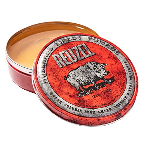 REUZEL Red Pomade, Medium All Day Hold, Water Soluble Styling, High Shine and Flake Free, Easy To Wash Out, For All Hairstyles