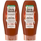 Garnier Whole Blends Coconut Oil & Cocoa Butter Smoothing Conditioner for Frizzy Hair, 22 Fl Oz, 2 Count (Packaging May Vary)