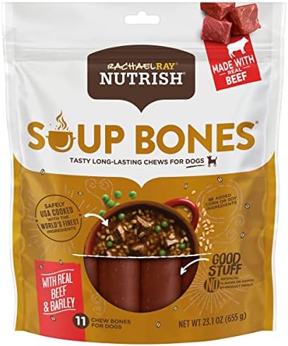 Rachael Ray Nutrish Soup Bones Dog Treats, Beef & Barley Flavor, 11 Bones